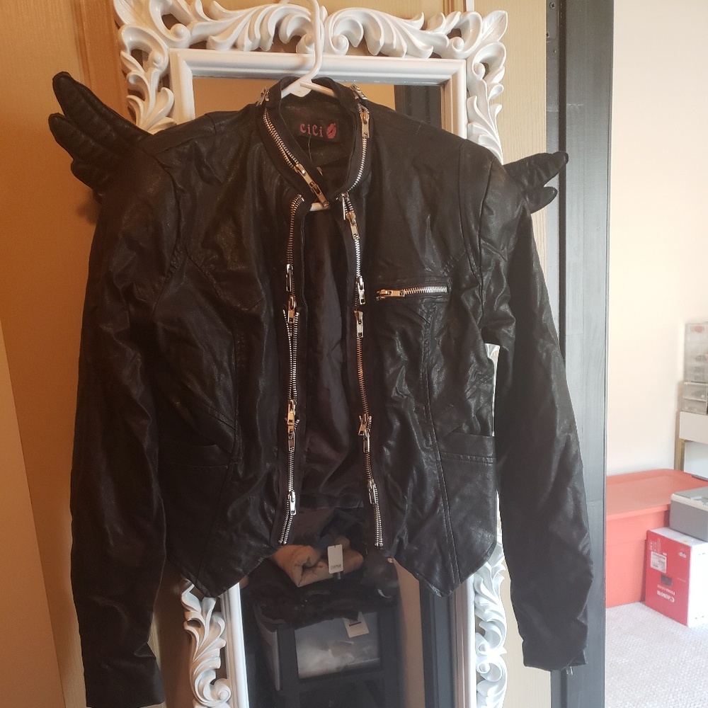 Vegan leather angle wing jacket